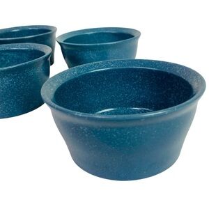 Set Of 6 Corningware Creations Stoneware Blue Ramekin Bowls 7oz